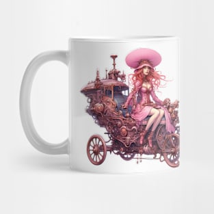 Pink Steampunk Woman in Carriage Mug